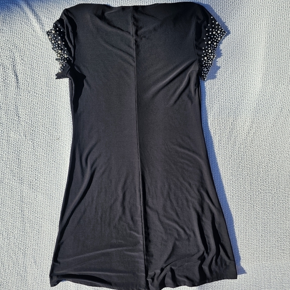 Annalee + Hope black dress with pearl and rhinestone accents size small - Picture 2 of 10